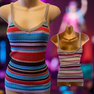 Striped Multicolor Women's Knit Tank - Retro